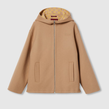 자수 울 및 실크 후드 재킷