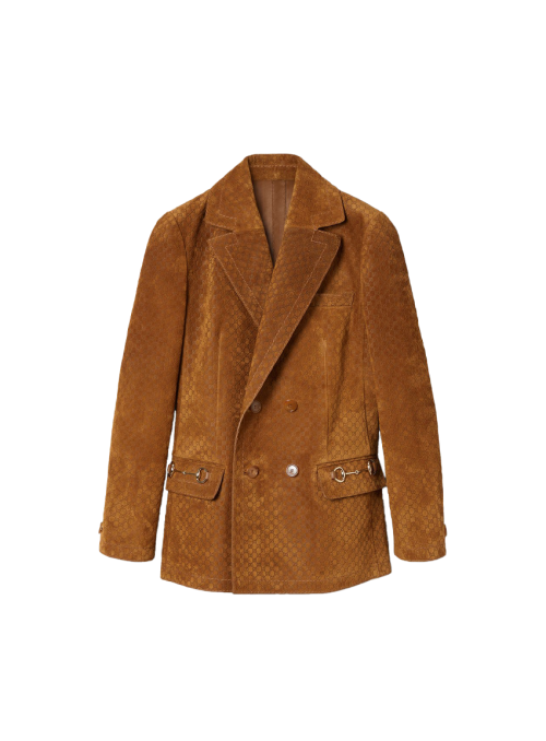 GG 스웨이드 더블브레스트 재킷