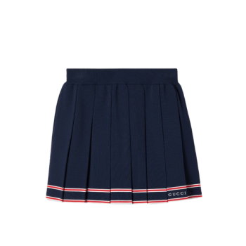 스트라이프 트리밍 플리츠 스커트