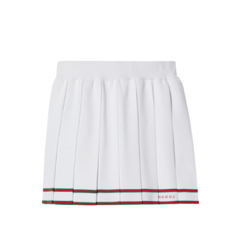 스트라이프 트리밍 짧은 플리츠 스커트