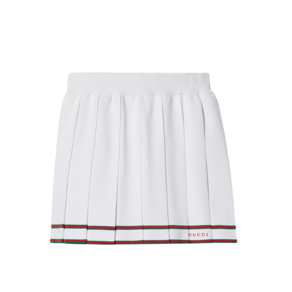 스트라이프 트리밍 짧은 플리츠 스커트