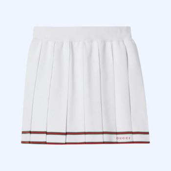 스트라이프 트리밍 짧은 플리츠 스커트