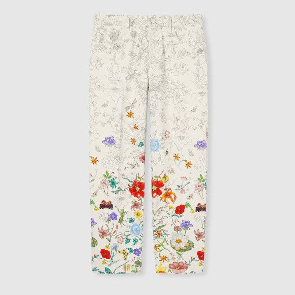 프린트 데님 팬츠