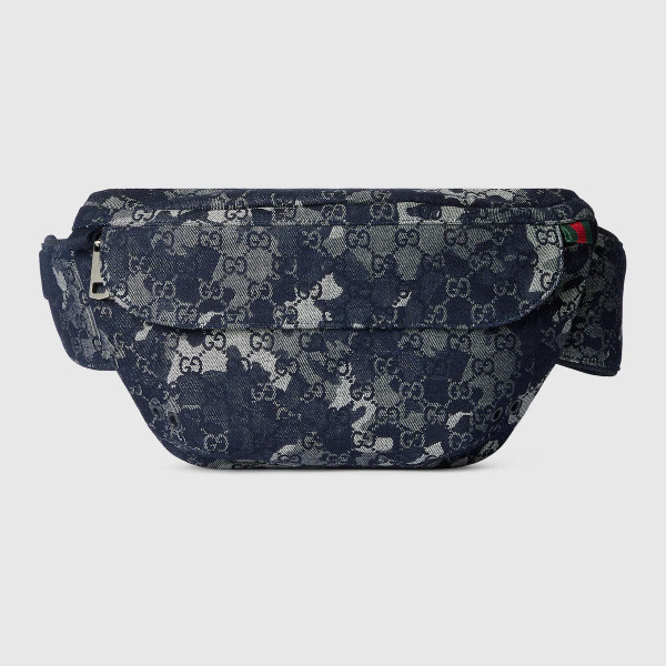 GG 데님 라지 벨트백