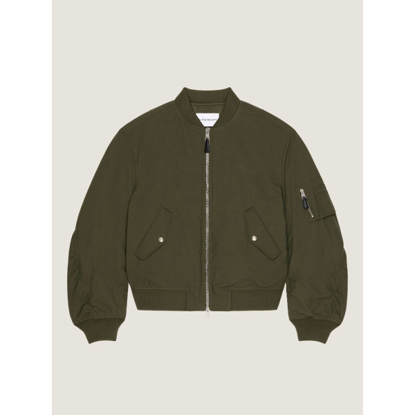 GIVENCHY 스탬프 프린트가 있는 코튼 소재의 Couture Seam 봄버 재킷