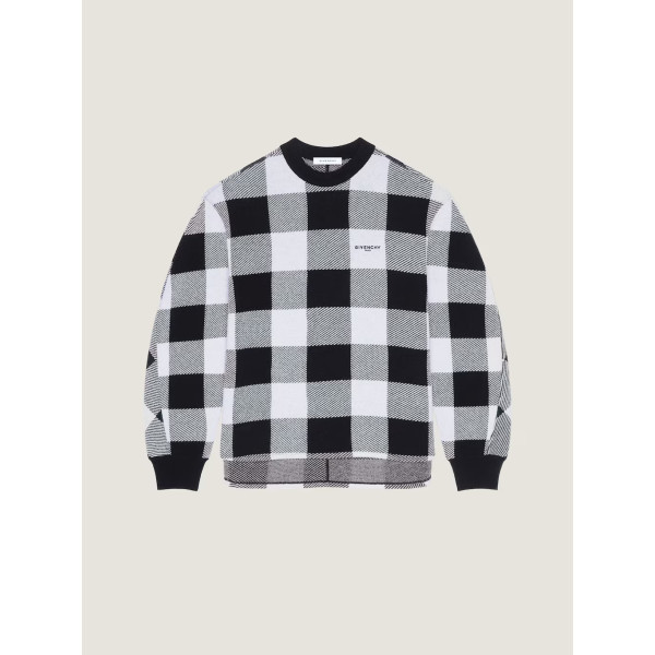 울 자수 GIVENCHY 파리 체크 스웨터