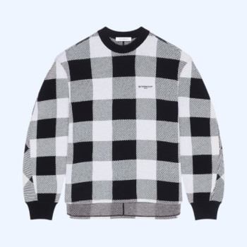 울 자수 GIVENCHY 파리 체크 스웨터