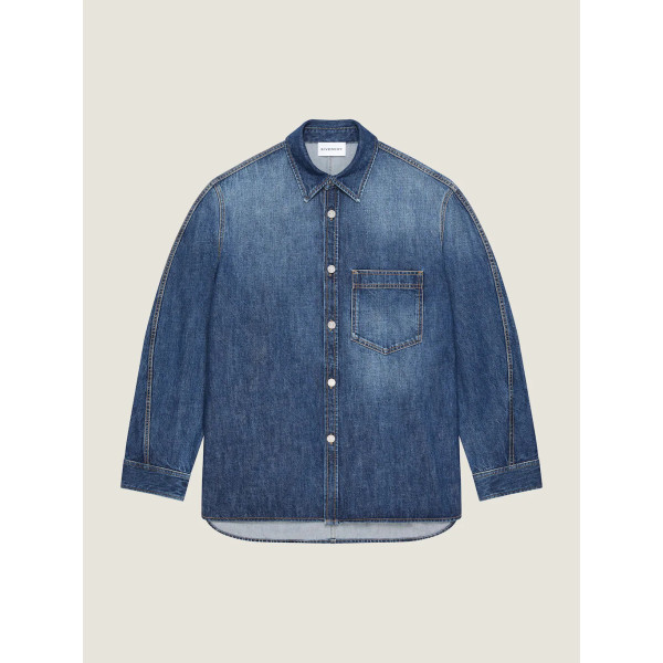 워시드 데님 소재의 쿠튀르 심 오버셔츠