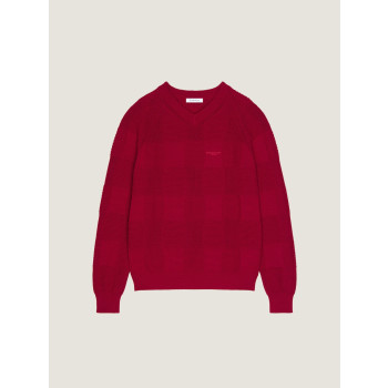 코튼 니트 체크 스웨터