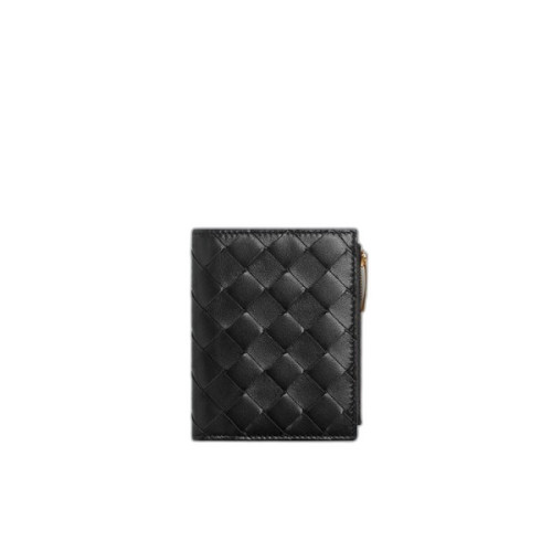 보테가 베네타 스몰 인트레치아토 폴더형 지퍼 지갑 블랙