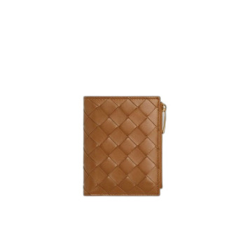 보테가 베네타 스몰 인트레치아토 폴더형 지퍼 지갑 우드