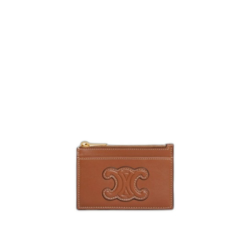 셀린느 퀴르 트리옹프 지퍼 카드지갑 탠