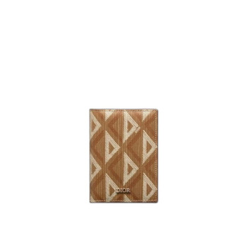 디올 2단 카드 홀더 브라운