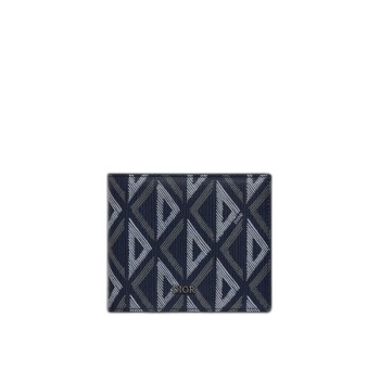 디올 다이아몬드 캔버스 반지갑 네이비