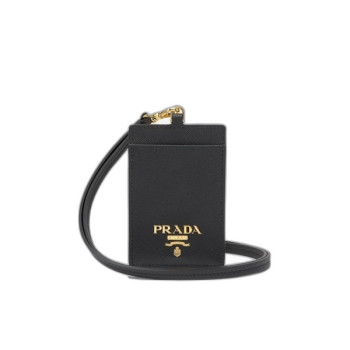 프라다 사피아노 골드 삼각로고 배지 홀더