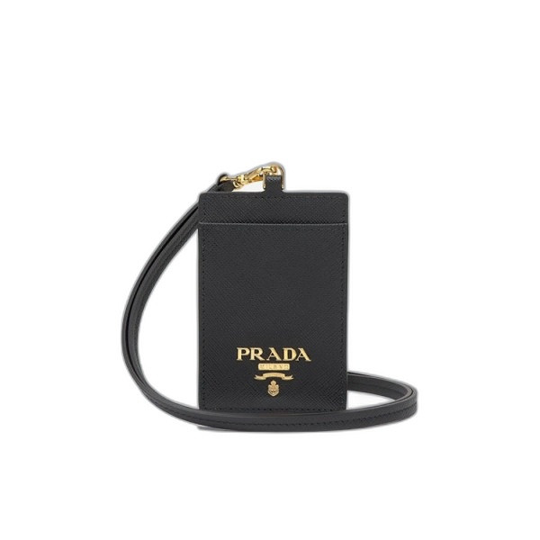프라다 사피아노 골드 삼각로고 배지 홀더