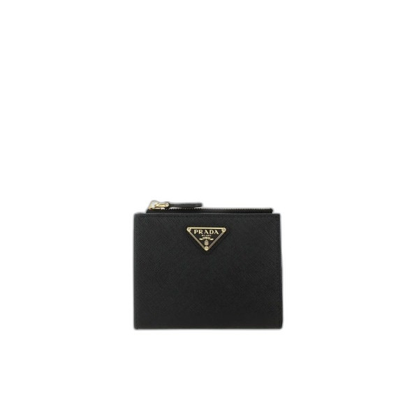 프라다 사피아노 골드 삼각로고 레더 지갑