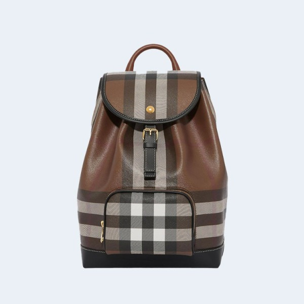 버버리 체크 레더 백팩