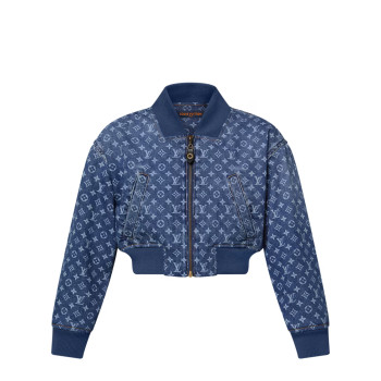 크롭드 모노그램 데님 보머 재킷