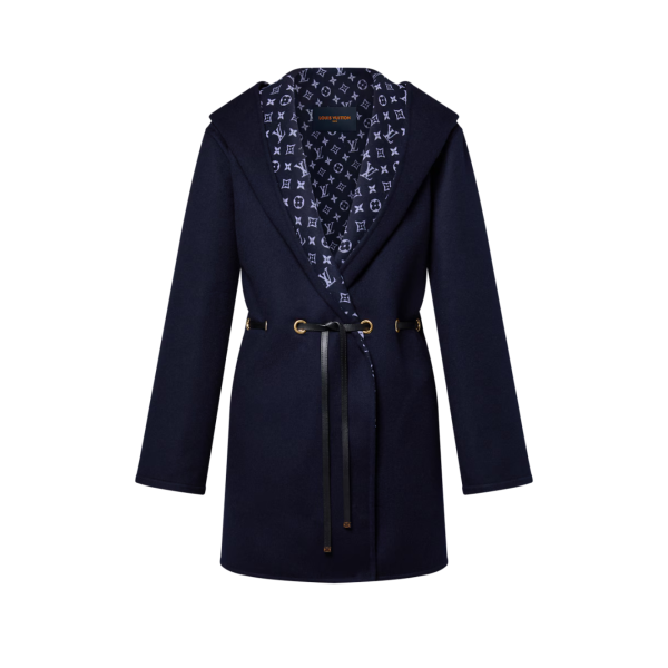 후디드 드로스트링 랩 코트