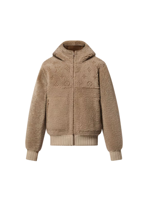 리버서블 후디드 시어링 블루종