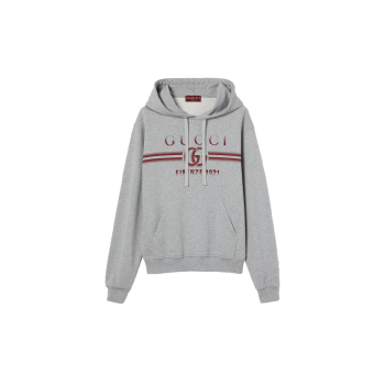 프린트 코튼 저지 후드 스웨트셔츠