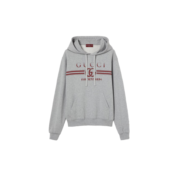 프린트 코튼 저지 후드 스웨트셔츠