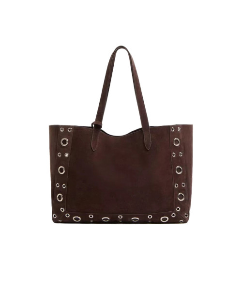 발렌티노 가라바니 넬코트 스웨이드 미디엄 쇼퍼 백 브라운