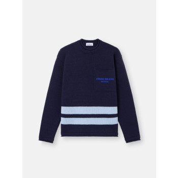 가슴 포켓 & 프린트 크루넥 스웨터