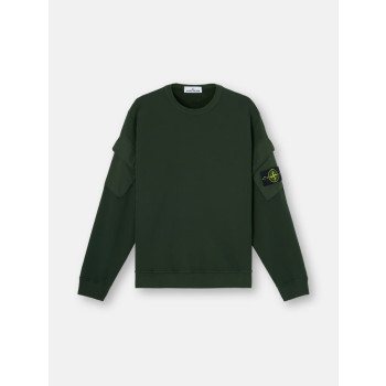 슬리브 포켓 디테일 레귤러 핏 크루넥 스웨트셔츠