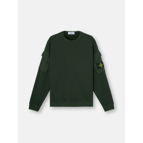 슬리브 포켓 디테일 레귤러 핏 크루넥 스웨트셔츠