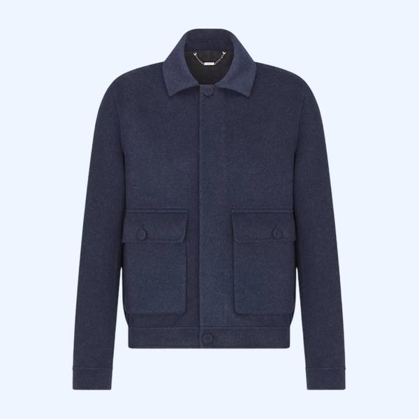 블루 양면 버진 울 캐시미어