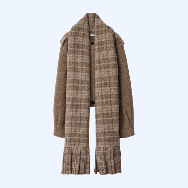 디태처블 스카프 울 재킷