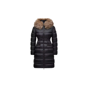 Boedic 후드 시어링 트리밍 롱 다운 재킷