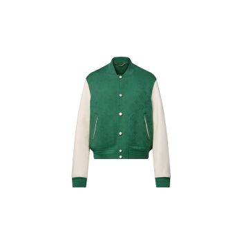 레더 믹스 모노그램 바시티 재킷