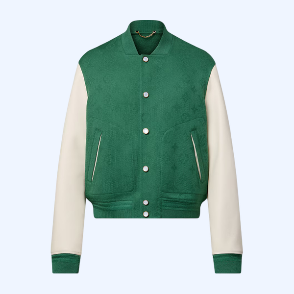 레더 믹스 모노그램 바시티 재킷