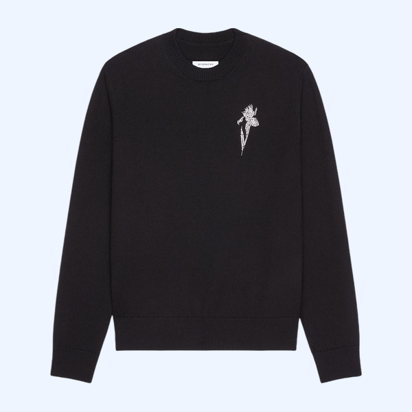 크리스탈 자수가 들어간 울 니트 스웨터