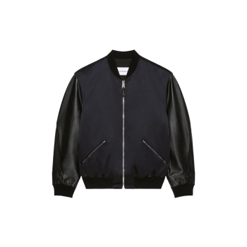 GIVENCHY 파리 자수가 있는 가죽과 새틴 소재의 봄버 재킷