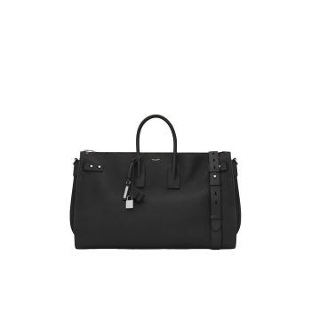 블랙 그레인드 가죽 소재의 라지 삭 드 주르 서플 48h 더플 백