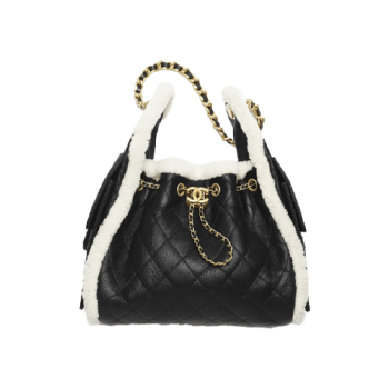 크럼플드 시어링 쉽스킨, 골드 메탈  블랙 화이트