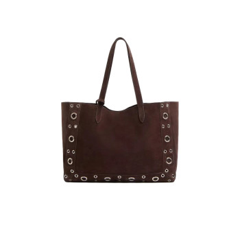 발렌티노 가라바니 넬코트 스웨이드 미디엄 쇼퍼 백 브라운