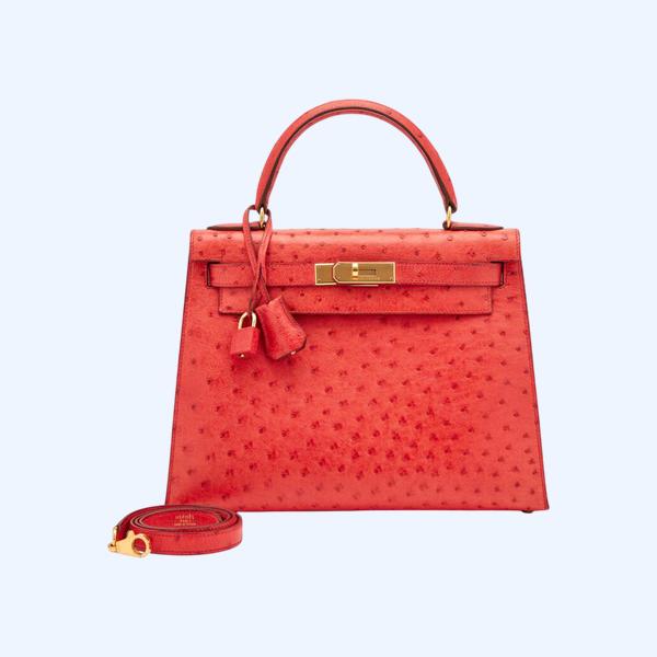 에르메스 켈리 28 셀리에 오스트리치 레드 골드 하드웨어