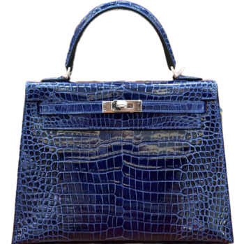 에르메스 켈리 25 셀리에 크로커다일 사파이어 블루 팔라듐 하드웨어