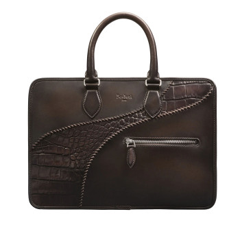 벨루티 원 주르 미니 카프스킨 엘리게이터 레더 브리프케이스