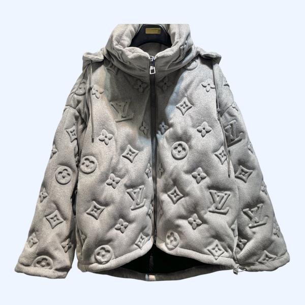 LV 엠보싱 스틸 스탬프 문자 다운재킷