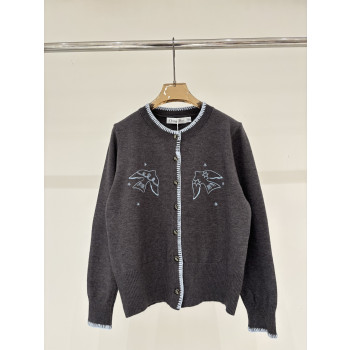 디올 자수 자카드 심플 캐주얼 니트 가디건