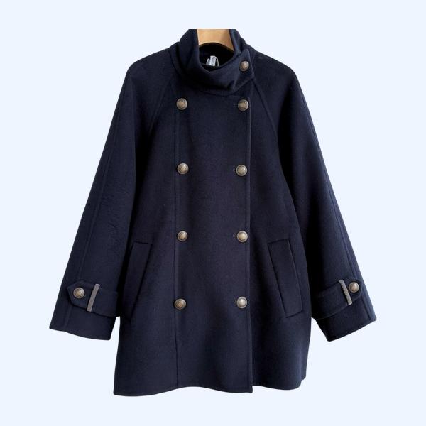 BC 스탠드업 칼라 더블브레스트 코트