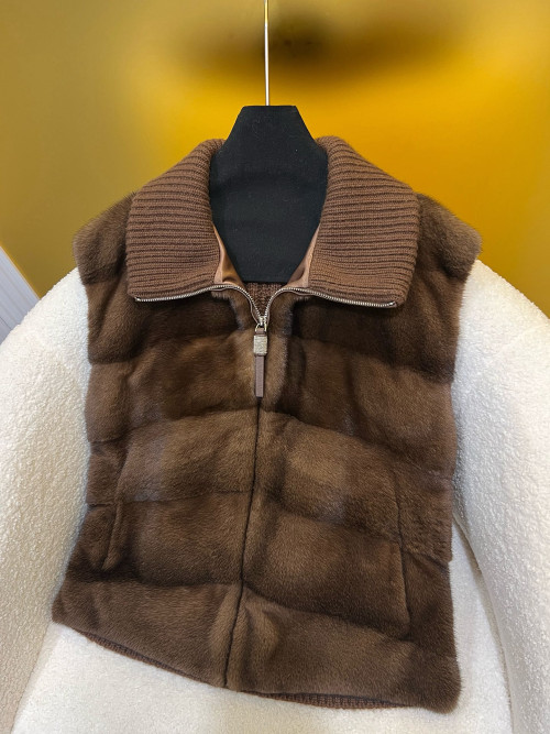 BC니트 캐시미어 스플라이스 모피 재킷