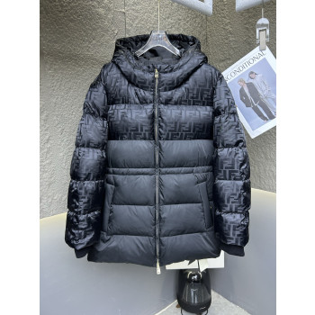 블랙 FF 자카드 다운 재킷