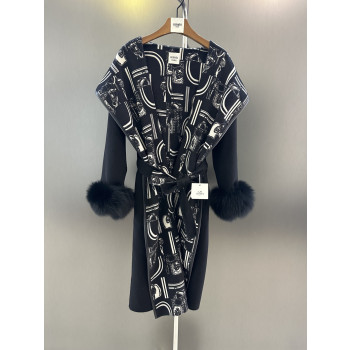 에르메스 클래식 프린트 울코트